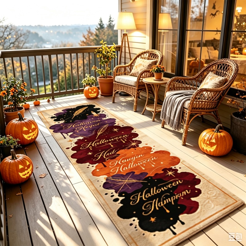 Commercial Printing Ink - Karpet Cetak Huruf Halloween Gaya Ink-blot,