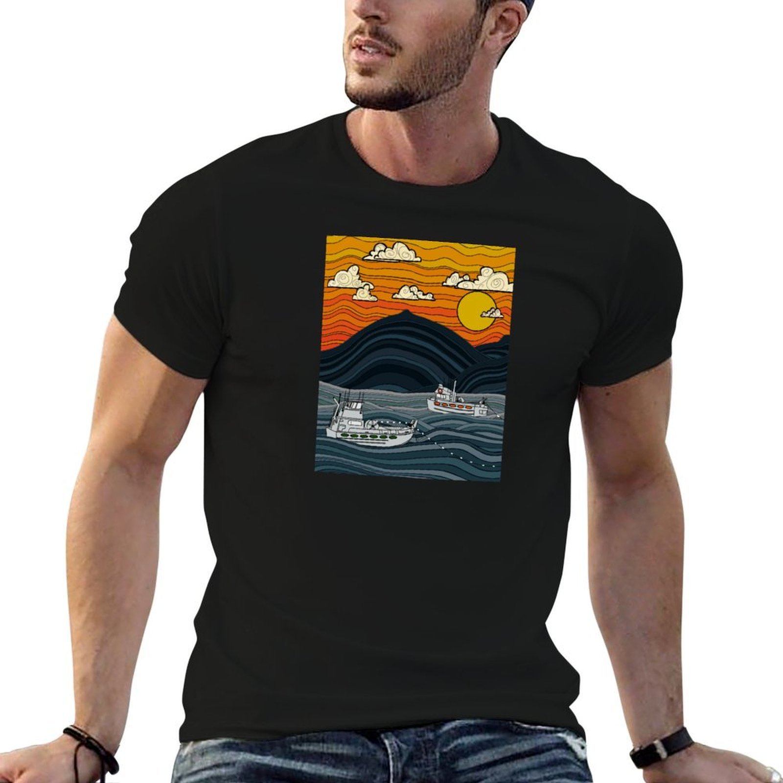 Commercial Shirt Printing - Kaos Pakaian Kerja Nelayan Komersial, Kaos