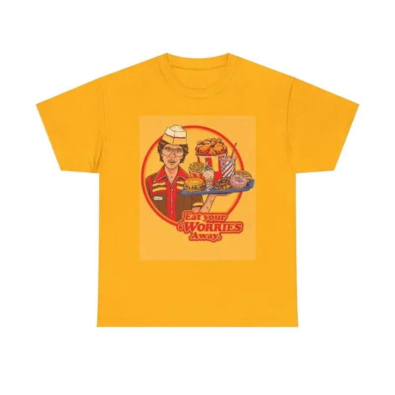 Kaos Eat Your Worries Lucu Ber - Commercial Shirt Printing ulasan dan harga
